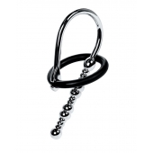 Серебристый уретральный плаг-бусины TOYFA Metal с мягким фиксириющим кольцом - ToyFa - купить с доставкой в Набережных Челнах