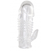 Прозрачная гелевая насадка с шипами и клиторальным отростком - 13 см. - Toyfa Basic - в Набережных Челнах купить с доставкой