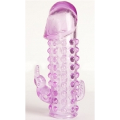 Закрытая фиолетовая насадка с 2 отростками - 13 см. - Toyfa Basic - в Набережных Челнах купить с доставкой