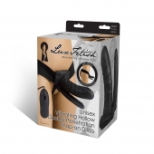 Полый страпон с двумя отростками и вибрацией Unisex Vibrating Hollow Strap-On Double Penetrating Dildo - 17,8 см. - Lux Fetish - купить с доставкой в Набережных Челнах