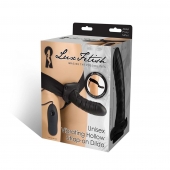 Чёрный полый страпон с вибрацией Unisex Vibrating Hollow Strap-On - 14 см. - Lux Fetish - купить с доставкой в Набережных Челнах