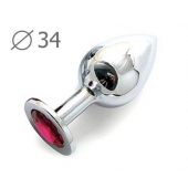 Коническая серебристая анальная втулка с малиновым кристаллом - 8,2 см. - Anal Jewelry Plug - купить с доставкой в Набережных Челнах