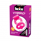 Розовое эрекционное виброкольцо Luxe VIBRO  Бархатный молот  + презерватив - Luxe - в Набережных Челнах купить с доставкой
