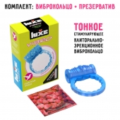 Голубое эрекционное виброкольцо Luxe VIBRO  Райская птица  + презерватив - Luxe - в Набережных Челнах купить с доставкой