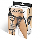 Черные трусики для страпона из патентованной кожи - Lux Fetish - купить с доставкой в Набережных Челнах
