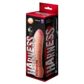 Телесная изогнутая насадка на Harness с коннектором BLACK LINE - 17 см. - LOVETOY (А-Полимер) - купить с доставкой в Набережных Челнах