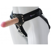 Черный пояс-трусики с насадкой  Гламур Dana  - 15,5 см. - LOVETOY (А-Полимер) - купить с доставкой в Набережных Челнах