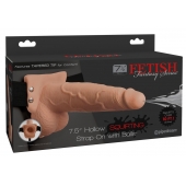 Телесный полый страпон с имитацией эякуляции 7.5  Hollow Squirting Strap-On with Balls Flesh - 21,6 см. - Pipedream - купить с доставкой в Набережных Челнах