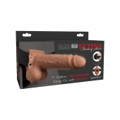 Кофейный перезаряжаемый вибрострапон 7  Hollow Rechargeable Strap-on with Balls - 20,3 см. - Pipedream - купить с доставкой в Набережных Челнах