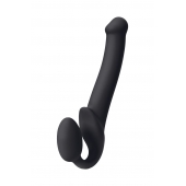 Черный безремневой страпон Silicone Bendable Strap-On M - Strap-on-me - купить с доставкой в Набережных Челнах