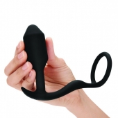 Черное эрекционное кольцо с анальным плагом Snug   Tug - b-Vibe - в Набережных Челнах купить с доставкой