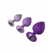 Набор из 3 фиолетовых анальных пробок со стразами Little Gems Trainer Set - Pipedream - купить с доставкой в Набережных Челнах