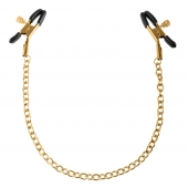 Чёрные с золотом зажимы на соски Gold Chain Nipple Clamps - Pipedream - купить с доставкой в Набережных Челнах