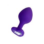 Фиолетовая анальная втулка Diamond Heart с прозрачным кристаллом - 8 см. - ToyFa - купить с доставкой в Набережных Челнах