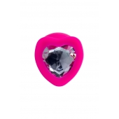 Розовая анальная втулка Diamond Heart с прозрачным кристаллом - 9,5 см. - ToyFa - купить с доставкой в Набережных Челнах