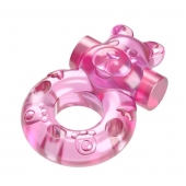 Розовое эрекционное виброкольцо на пенис Pink Bear - Baile - в Набережных Челнах купить с доставкой