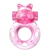 Розовое эрекционное виброкольцо на пенис Pink Bear - Baile - в Набережных Челнах купить с доставкой