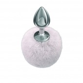 Серебристая анальная пробка с белым пушистым хвостиком Twinkle - Lola Games - купить с доставкой в Набережных Челнах