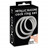 Набор из 3 эрекционных колец под металл Metallic Silicone Cock Ring Set - Orion - в Набережных Челнах купить с доставкой