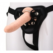 Телесный страпон на черных трусиках STRAP ON REAL DILDO - 20 см. - Dream Toys - купить с доставкой в Набережных Челнах