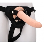 Телесный страпон на черных трусиках STRAP ON REAL DILDO - 20 см. - Dream Toys - купить с доставкой в Набережных Челнах