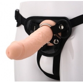 Черные трусики с телесной насадкой STRAP ON REAL DILDO - 21 см. - Dream Toys - купить с доставкой в Набережных Челнах