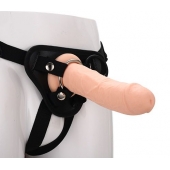 Черные трусики с телесной насадкой STRAP ON REAL DILDO - 21 см. - Dream Toys - купить с доставкой в Набережных Челнах