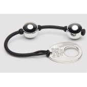 Серебристые шарики Inner Goddess Mini Silver Pleasure Balls 85g на черном силиконовом шнурке - Fifty Shades of Grey