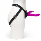 Лиловый страпон Rechargeable Vibrating Strap-On Harness Set - 17,6 см. - Happy Rabbit - купить с доставкой в Набережных Челнах