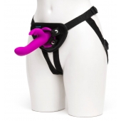 Лиловый страпон Rechargeable Vibrating Strap-On Harness Set - 17,6 см. - Happy Rabbit - купить с доставкой в Набережных Челнах