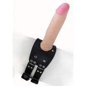 Черный узкий пояс на бедро с телесной насадкой - LOVETOY (А-Полимер) - купить с доставкой в Набережных Челнах