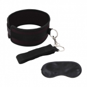 Черный ошейник с длинным поводком Collar and Leash Set - Lux Fetish - купить с доставкой в Набережных Челнах