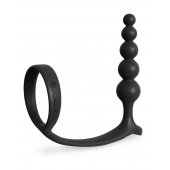 Черная анальная цепочка с эрекционным кольцом Ass-gasm Cockring Anal Beads - Pipedream - в Набережных Челнах купить с доставкой