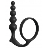 Черная анальная цепочка с эрекционным кольцом Ass-gasm Cockring Anal Beads - Pipedream - в Набережных Челнах купить с доставкой