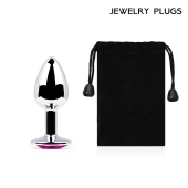 Серебристая анальная пробка с малиновым кристаллом - 7,2 см. - Anal Jewelry Plug - купить с доставкой в Набережных Челнах
