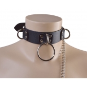 Черный кожаный ошейник Big Ring - Sitabella - купить с доставкой в Набережных Челнах
