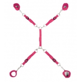 Ярко-розовый набор фиксаций на кровати Classic Bed Spreader - Lux Fetish - купить с доставкой в Набережных Челнах
