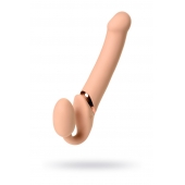 Телесный безремневой вибрострапон Vibrating Bendable Strap-On L - Strap-on-me - купить с доставкой в Набережных Челнах