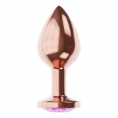 Пробка цвета розового золота с фиолетовым кристаллом Diamond Amethyst Shine S - 7,2 см. - Lola Games - купить с доставкой в Набережных Челнах