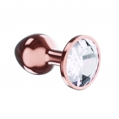 Пробка цвета розового золота с прозрачным кристаллом Diamond Moonstone Shine L - 8,3 см. - Lola Games - купить с доставкой в Набережных Челнах