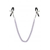 Зажимы для сосков с фиолетовой цепочкой Sweet Caress Nipple Chain - Sweet Caress - купить с доставкой в Набережных Челнах