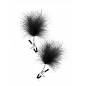 Зажимы на соски с черными пуховыми кисточками Sweet Caress Feather Nipple Clumps - Sweet Caress - купить с доставкой в Набережных Челнах
