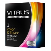 Цветные ароматизированные презервативы VITALIS PREMIUM color   flavor - 3 шт. - Vitalis - купить с доставкой в Набережных Челнах