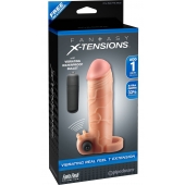 Телесная вибронасадка с кольцом  Vibrating Real Feel 1 Extension - 14 см. - Pipedream - в Набережных Челнах купить с доставкой