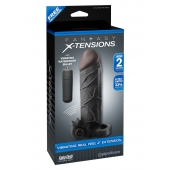 Чёрная вибронасадка с кольцом Vibrating Real Feel 2 Extension - 16 см. - Pipedream - в Набережных Челнах купить с доставкой