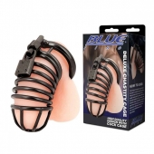 Черная металлическая клетка с замком Deluxe Chastity Cage - BlueLine - купить с доставкой в Набережных Челнах