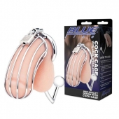 Серебристая металлическая клетка с анальным стимулятором Cock Cage - BlueLine - купить с доставкой в Набережных Челнах
