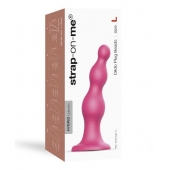 Розовая насадка Strap-On-Me Dildo Plug Beads size L - Strap-on-me - купить с доставкой в Набережных Челнах