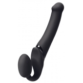 Черный безремневой вибрострапон Silicone Bendable Strap-On - size XL - Strap-on-me - купить с доставкой в Набережных Челнах