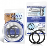 Набор из двух черных силиконовых колец разного диаметра SILICONE COCK RING SET - BlueLine - в Набережных Челнах купить с доставкой